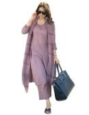 Womens Rayon Blend Solid Straight Kurta with Pant Dupatta Purple