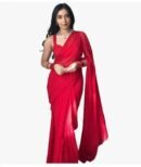 Womens Plain Georgette Ready To Wear One Minute Saree With Unstitched Blouse Piece (Kalki)