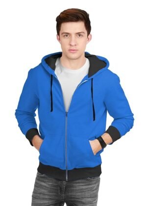 Men’s Cotton Hooded Sweatshirt with Zip – Dusky Red