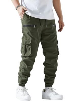 Men’s Regular Fit Low Rise Cargo || Pants Cotton | Green